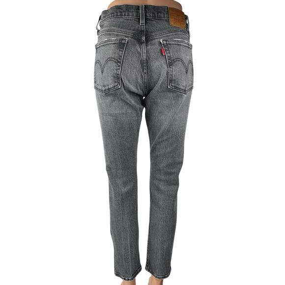 Levi's 501 Swan Island Gray Wash High Waist Stretch Skinny Denim Jeans Size 26 - Picture 3 of 5